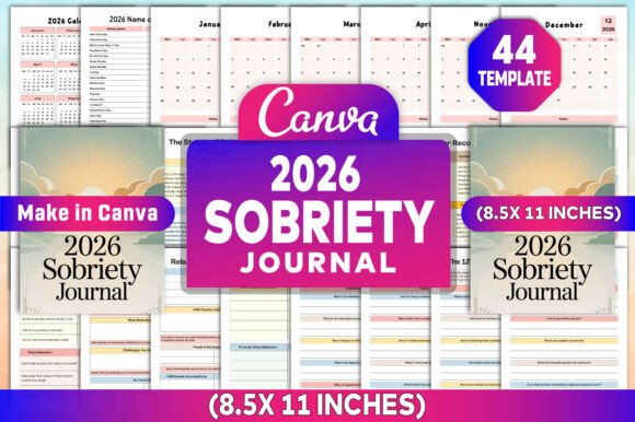 2026 Sobriety Journal: Canva Templates for KDP Publishing