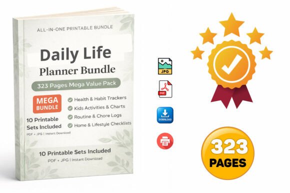 Daily Life Planner Bundle: Organize Life Across Health, Home & Habits