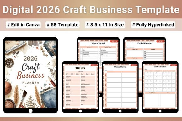 Digital 2026 Craft Business Planner Template