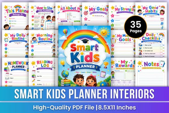Smart Kids Planner Goals Success 🌈: Empowering Children with Organization and Confidence